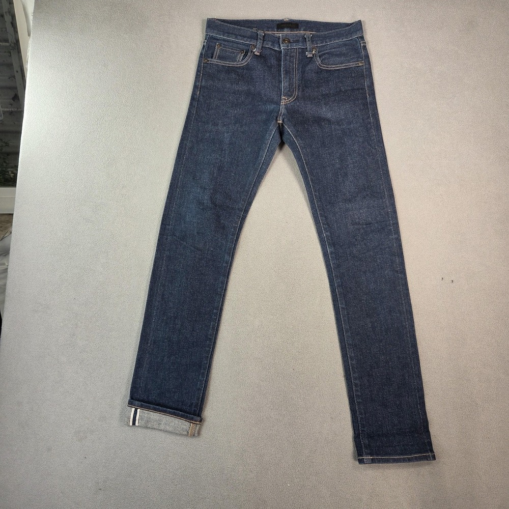 Uniqlo Selvedge Jeans Mens Blue Slim Fit Stretch Denim Casual Pants Fits 28x30